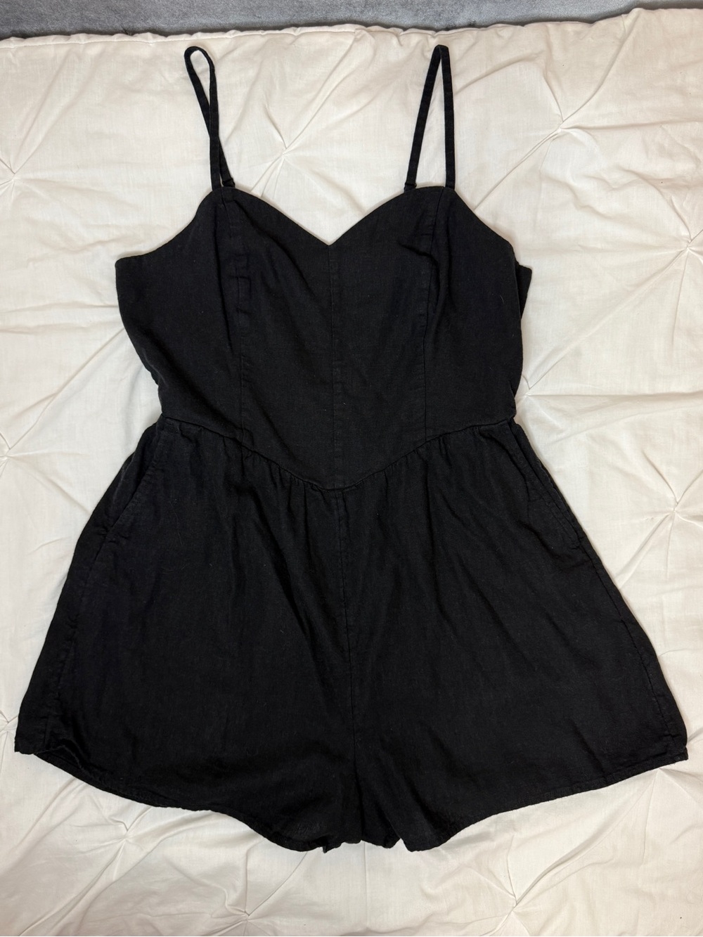Old Navy Black Spaghetti-Strap Romper with Sweetheart Bodice
